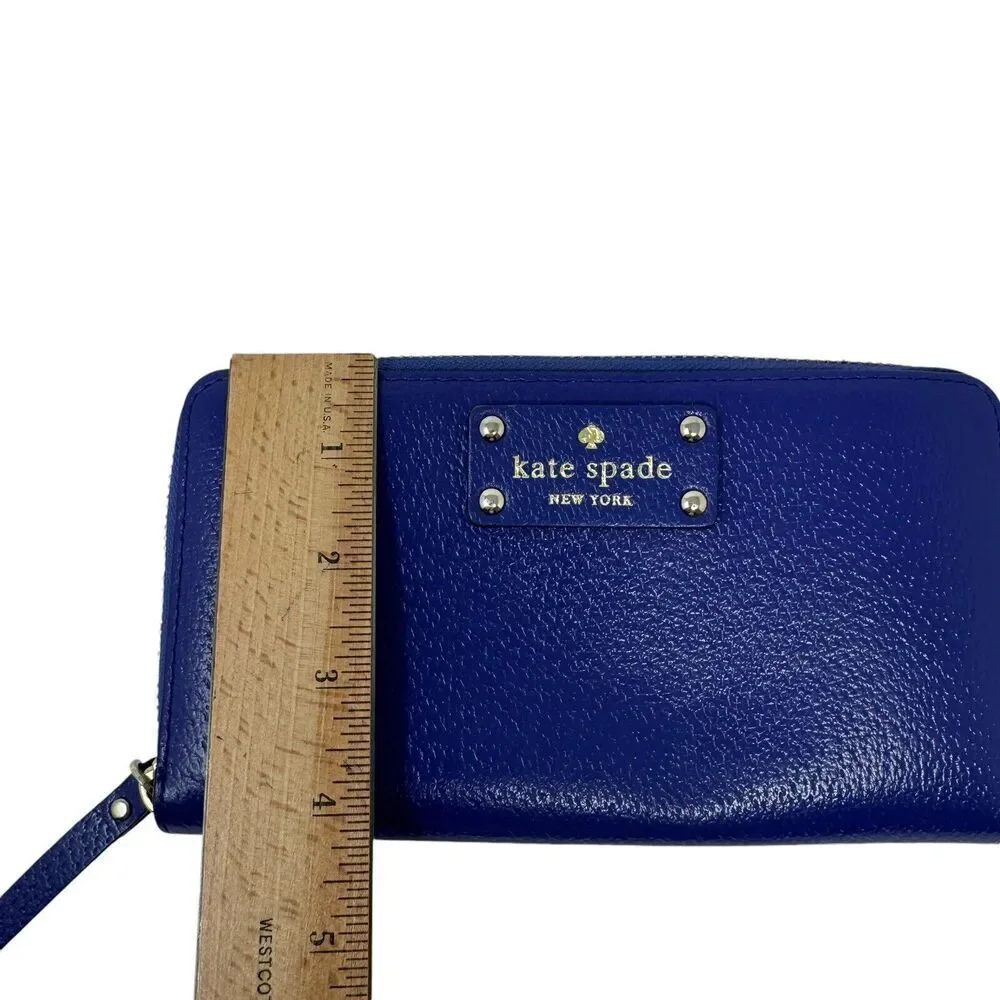 Kate Spade Neda WLRU1153 Continental Wallet Holiday Blue Leather Zip Womens